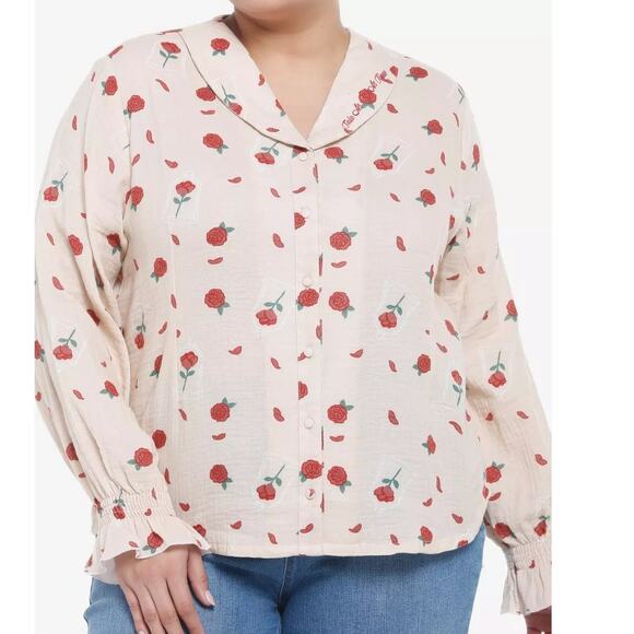 Her Universe Plus Size 4 Disney Beauty and the Beast Enchanted Rose Woven Blouse - Picture 2 of 4